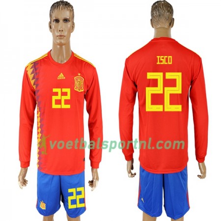 Spanje Isco 22 Thuis Shirt WK voetbal 2018 L/S